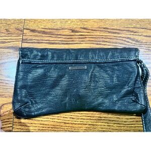 Red by Marc Ecko Black Lizard Embossed Faux Leather Wristlet Clutch Bag‎
